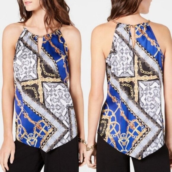 NWT INC Chain-Neck Halter Top Baroque Snake Blouse Size Small New With Tags Boho - Picture 1 of 6